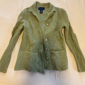 Authentic Wool Green Button Down Long Sleeve Cardigan/Top